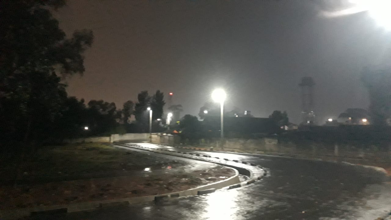 Street-lighting installation in Kibera